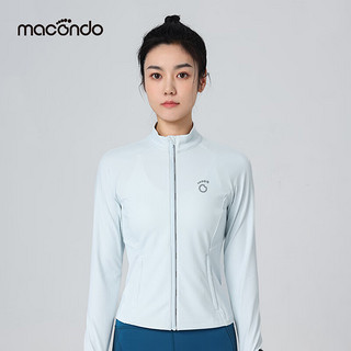 马孔多（macondo）女子针织拉链衫4代 吸湿速干抗静电防晒 马拉松跑步运动外套 冰河蓝 XL