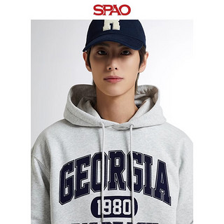 SPAO韩国同款2024年春季男士字母印花连帽套头卫衣SPMHE12C64 深绿色 S