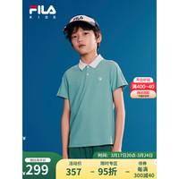 FILA 斐乐 儿童童装2024夏季中大童男童短T类 油青-BU 160cm