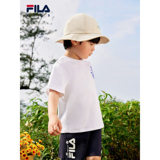 FILA【丝柔棉】xMARDI 斐乐儿童上衣2024夏季中大童T恤男童短袖 标准白-WT 105cm