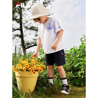 FILA【丝柔棉】xMARDI 斐乐儿童上衣2024夏季中大童T恤男童短袖 标准白-WT 105cm