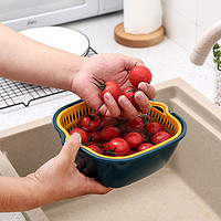 LISM 双层洗菜盆沥水篮六件套厨房洗水果盘客厅家用淘菜菜篮子大号