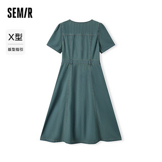 森马（Semir）森柔牛仔牛仔连衣裙女复古潮酷2024夏收腰长裙 牛仔黄泥染80325 155/80A/S