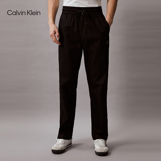 Calvin Klein Jeans24春夏男士简约刺绣抽绳腰纯棉直筒休闲长裤J325560 BEH-太空黑 S