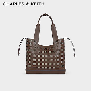 CHARLES&KEITH24春季大容量镂空手提包托特包女CK2-30840558 Dark Brown深棕色 XL