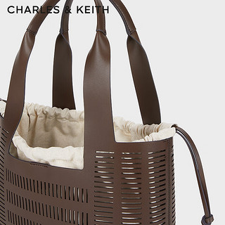 CHARLES&KEITH24春季大容量镂空手提包托特包女CK2-30840558 Dark Brown深棕色 XL