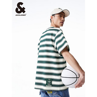 杰克·琼斯（JACK&JONES）NBA联名雄鹿队夏季半袖潮流运动宽松条纹短袖T恤男224201025 A41 云雾灰 常规 A41 云雾灰 180/100A/L