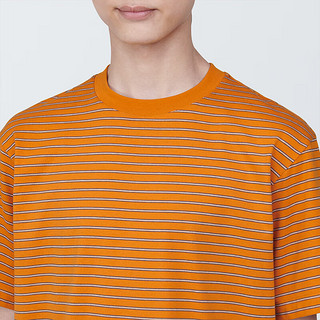 无印良品（MUJI）男式 天竺织 圆领短袖T恤 男士打底衫男款 夏季AB1MKA4S 橙色条纹 XS (160/80A)