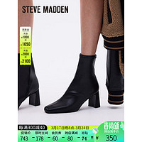 STEVE MADDEN/思美登冬季时尚弹力粗跟方头短靴瘦瘦靴 HUSH 黑色 40