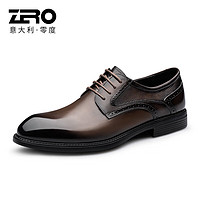 零度【】男士皮鞋商务正装德比鞋职场办公真皮鞋子男-599 B1223596棕色 38