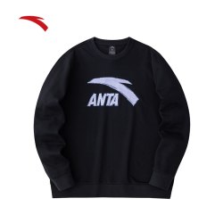 anta安踏针织卫衣男女同款春季新款长袖圆领套头打底衫情侣款运动上衣