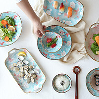 KAWASIMAYA 川岛屋 日式陶瓷餐具碗盘创意个性单个饭碗汤碗面碗碟套装家用组合 19号玉兰6.8寸方盘
