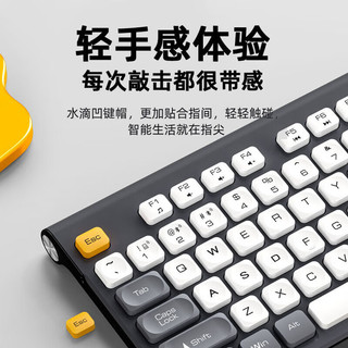 锐普 无线蓝牙键盘鼠标套装可充电双模静轻音笔记本台式电脑办公打字mac ipad平板 安卓手机通用键盘K22 单键盘-灰白拼色 双模
