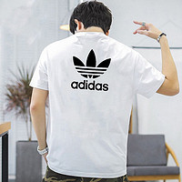 88VIP：adidas 阿迪达斯 三叶草短袖男新款白色宽松透气运动服T恤GN3453