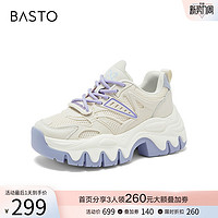 BASTO 百思图 春季商场新款厚底网面透气老爹鞋女休闲运动鞋ZRUL9AM3