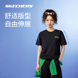 Skechers斯凯奇T恤2024年春季男女同款印花凉感针织速干短袖