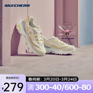 Skechers斯凯奇女鞋春款女休闲厚底熊猫鞋时尚撞色轻便休闲鞋 自然色/多彩色/NTMT  37