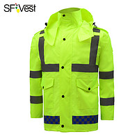 SFVest 高速反光雨衣交通荧光安全外套户外骑行防水服上衣套装雨裤