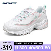 斯凯奇（SKECHERS）斯凯奇女鞋夏季透气轻质减震增高小白鞋老爹鞋休闲运动鞋 白色/浅粉色/WLPK 37