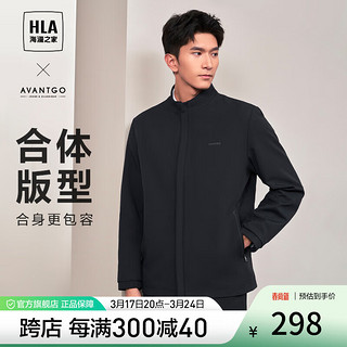 海澜之家（HLA）【牛奶丝】夹克男24轻商务经典系列印花外套男春季 藏青30 170/88A(M) 63-68kg