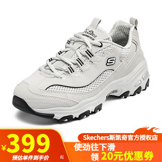 斯凯奇（Skechers）女鞋2024春秋时尚熊猫鞋缓震耐磨运动鞋防滑厚底老爹鞋休闲鞋 896193-LTGY 37