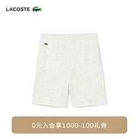 LACOSTE法国鳄鱼男童24年卡通文案短裤|GJ7666 70V/米白色 16A / 155cm