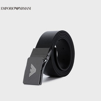 阿玛尼EMPORIO ARMANI24春季EA男士旋转矩形金属扳扣腰带 81386黑色