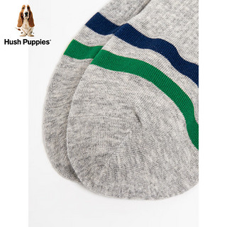 Hush Puppies暇步士男士2024夏季复古时尚双色条纹拼接短袜 058中灰2 均码