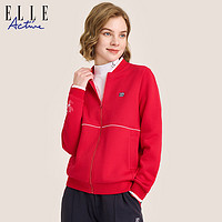 ELLE Active 2024春款简约红色短外套女高级感百搭休闲夹克棒球服