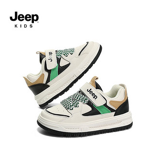 Jeep儿童板鞋春季小运动鞋2024春季透气中大童防滑男女童鞋 灰绿 33码 鞋内长约21.0cm
