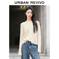 URBAN REVIVO 女士 休闲度假风镂空肌理感宽松针织衫 UWH940046 本白 XS