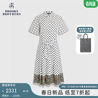 布克兄弟（BrooksBrothers）女士24早春翻领收腰碎花短袖连衣裙 9003-白色印花 8