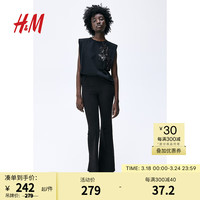 H&M2024春季女装缀饰上衣1234887 黑色 155/80A
