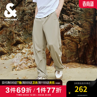 杰克·琼斯（JACK&JONES）夏季立体字母胶印凉感面料略宽松休闲裤男装224214025 C02雾灰色 185/88A/XLR