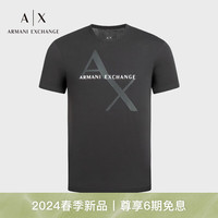 阿玛尼 EMPORIO ARMANIARMANI EXCHANGE24春季AX男装网格LOGO短袖圆领T恤 1200黑色
