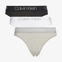 卡尔文·克莱恩 Calvin Klein CK女士内裤三角裤3条装 简约Logo边 000QD3758E 999黑白灰 XL