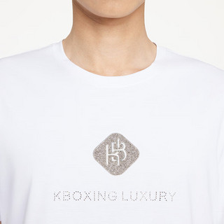 劲霸男装（K-Boxing）圆领简约休闲时尚夏季短袖T恤HTCR1961 白色 160/XS