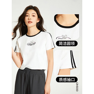 热风（Hotwind）短袖女2024年夏季女士疯狂动物城系列亲肤柔软舒适T恤 04白色 XL
