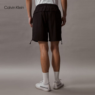 Calvin Klein Jeans24春夏男士印花松紧腰徒步登山宽松运动短裤J325508 BEH-太空黑 S