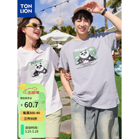 唐狮 TONLION2024夏季印花圆领短袖T恤 男款/远空蓝 XL