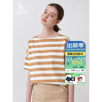 哈吉斯（HAZZYS）女装 2024春夏女士宽松条纹休闲T恤衫女ASTSE0BBX27 米色BI 160/84A 38