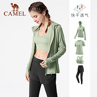 88VIP：CAMEL 骆驼 瑜伽服套装女夏季健身服休闲跑步衣服健身房运动服短袖瑜加服