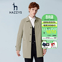 哈吉斯（HAZZYS）男装 春秋款休闲外套翻领易穿搭风衣ASWZH02AH02 浅卡其色LK 185/104A 52