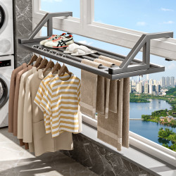 yuenijia悦霓佳阳台防盗窗护栏窗外窗户窗台室外晒鞋晾衣架黑色碳钢款