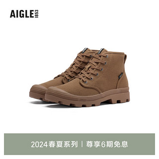 AIGLE艾高高帮橡鞋2024年春夏户外休闲运动舒适时尚男女同款 棕色 NA824 37