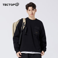 探拓(TECTOP)卫衣男女同款潮流圆领宽松运动百搭青年男装休闲打底衫 黑色 S
