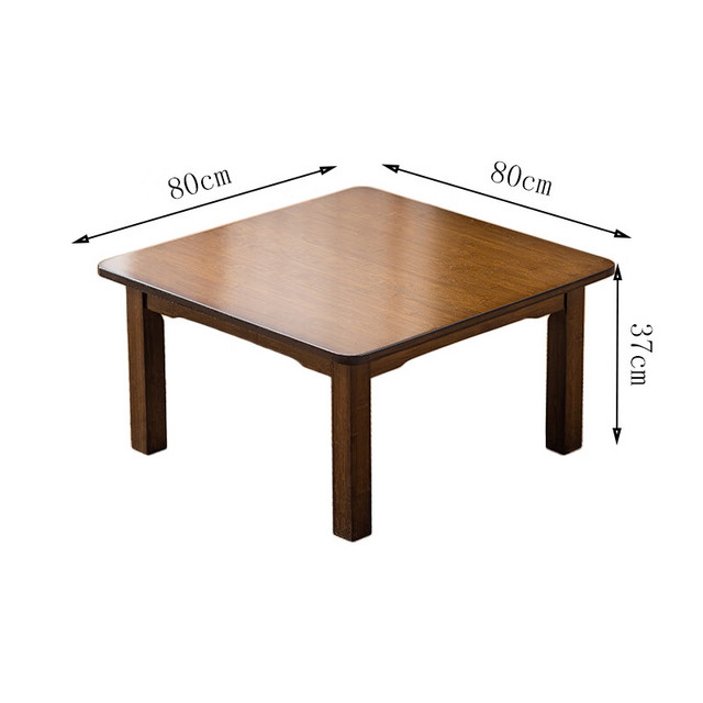 竹然居飘窗桌子炕几方桌小茶几卧室坐地矮桌日式实木炕桌窗台桌小型茶桌 胡桃色80长*80宽*高37cm方桌