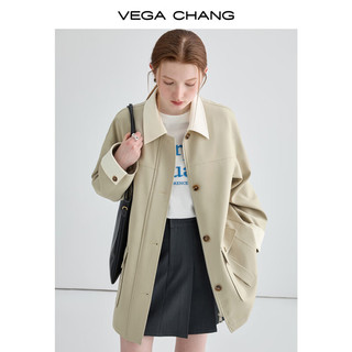 VEGA CHANG风衣女2024年春宽松显瘦气质英伦风休闲外套ins潮 开心果色 S