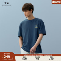 Teenie Weenie Men小熊男装圆领T恤2024夏季印花潮流宽松短袖上衣 深蓝色 170/M