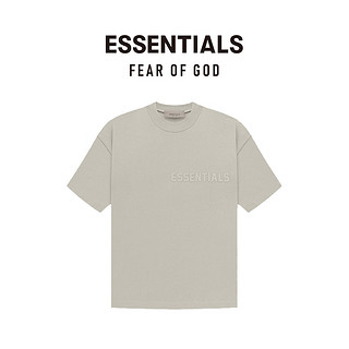 FEAR OF GOD ESSENTIALS胶印LOGO系列棉质圆领短袖T恤 美式高街潮牌透气舒适宽松内搭 海豹灰 M